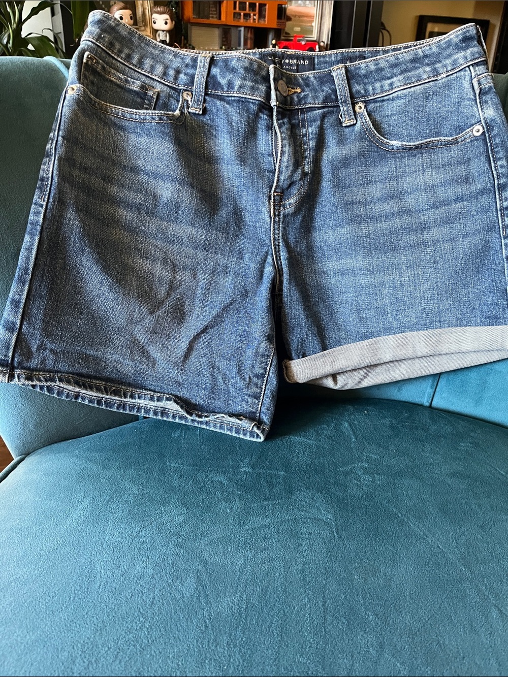 Lucky Casual Mid-Rise Blue Denim Roll-Cuff Women's Shorts